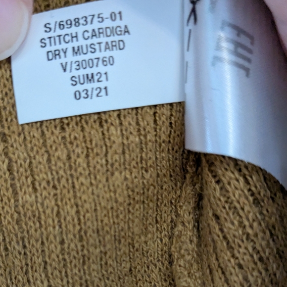 NWT Banana Republic Organic Cotton Hemp Dry Mustard Open Front Knit Cardigan - Picture 15 of 15